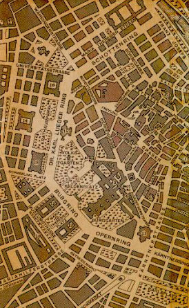 Section of an old map of Vienna, Austria